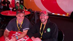 John Paul, left, and Mark Scranton of Hoosier Hills Career Center in Bloomington, Ind. talk engineering design at the U.S. Nationals in Indianapolis.