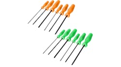 6-pc Slotted and Phillips Hi-Vis Handled Screwdriver Sets, Nos. 27021LTHVO and 27021LTHVG