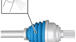 Clean the CV joint bellows to remove all contaminants, and apply a thin and even coat of spray wax.