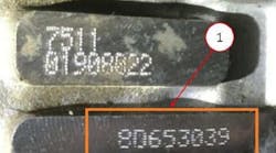 Example of the engine identification number.