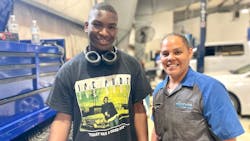 Beret DeWeese, right, has spent 15 years in the automotive aftermarket, and is currently working as a technician and trainer at Wynne Ford in Hampton, Virginia.