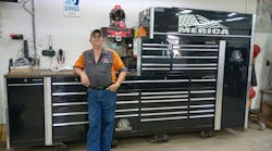 Vandenheuvel in front of his toolbox.