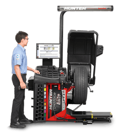 In order to address both balance and radial force variation issues, balancing centers such as this Hunter Road Force Elite system feature a road wheel, allowing a simulation of how the assembly performs as the vehicle is driven. This type of equipment is indispensable in solving &ldquo;mystery&rdquo; vibration issues.